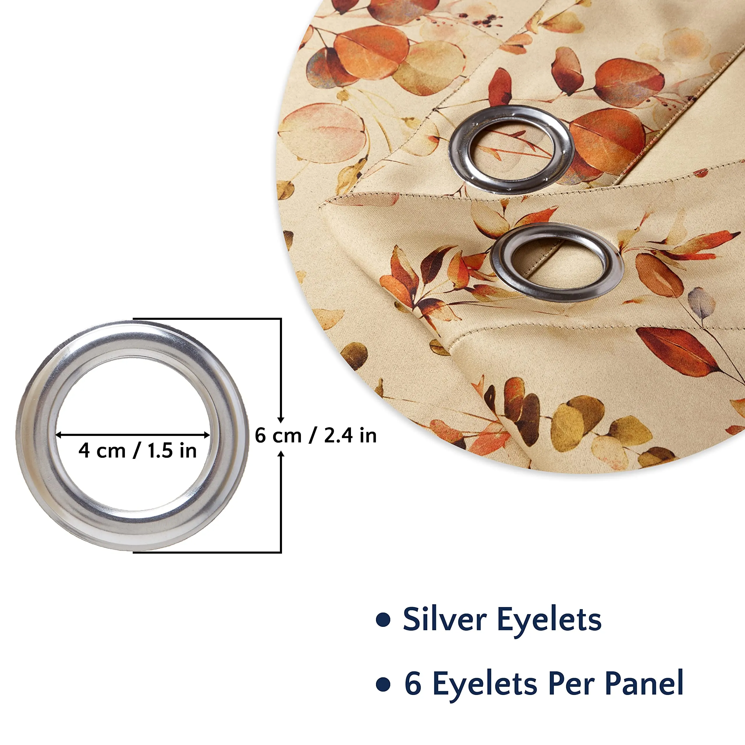 Encasa Homes Blackout Curtains (9 ft, 2 Panels) - Room Darkening - Floral Digital Print with Grommets, 85% Light Blocking, Sound & Heat Reducing - L1 Orange