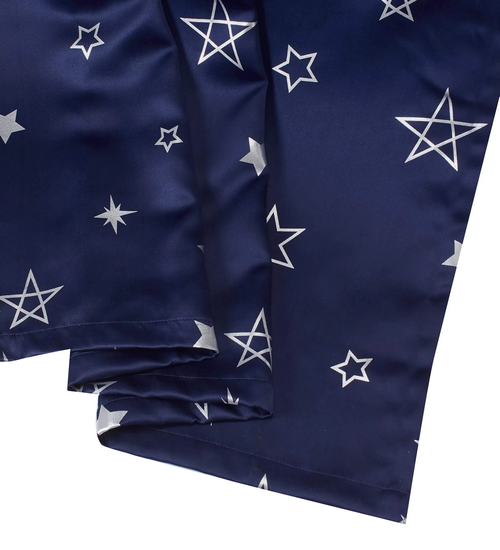 Encasa Homes Room Darkening Blackout Curtains 2 Panels Silver Foil Printed Plain Colours for Kids Bedroom, Living Room with Grommet, 85% Light Blocking, Sound & Heat Reducing, 5 ft -Star Navy