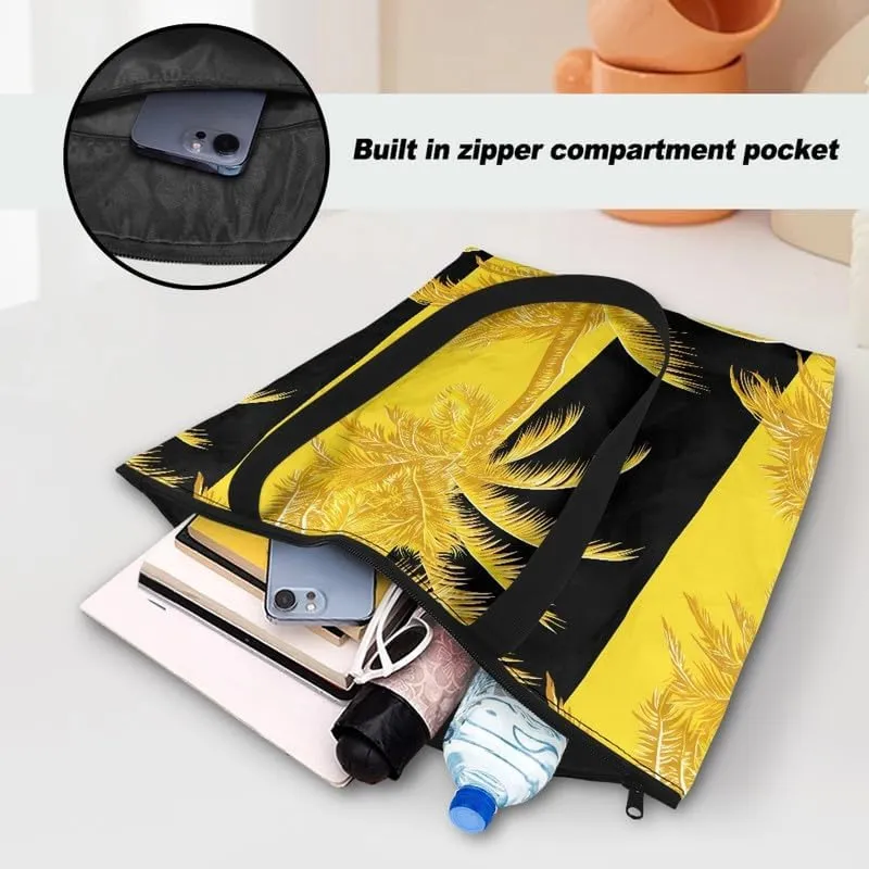 Fall Maple Leaves Women Tote Bag with Pocket, Peacock Feather Lightweight Paper Tote, Polka Dot Commute Work Bag