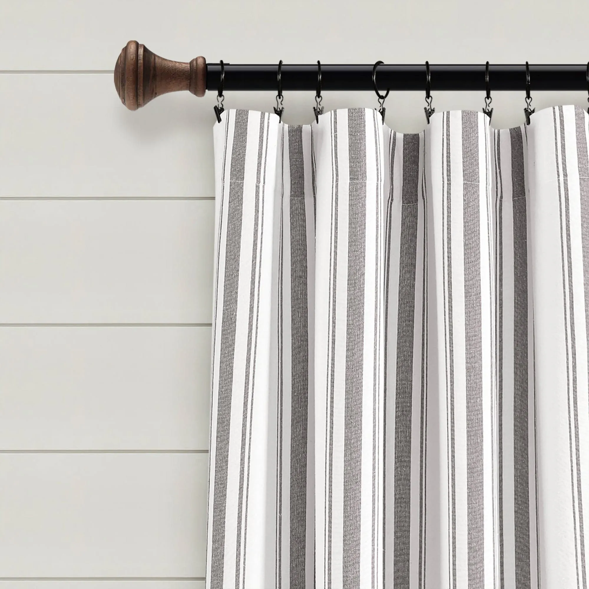 Farmhouse Stripe Yarn Dyed Recycled Cotton Blend Window Curtain Panel Set