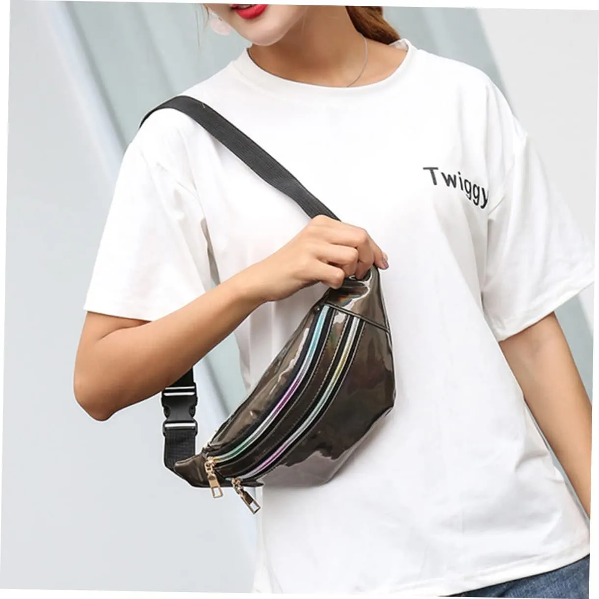 Fashion Waist Pack Shiny Crossbody Bag for Travel Hiking Portable Cellphone Wallet Id Storage Pouch