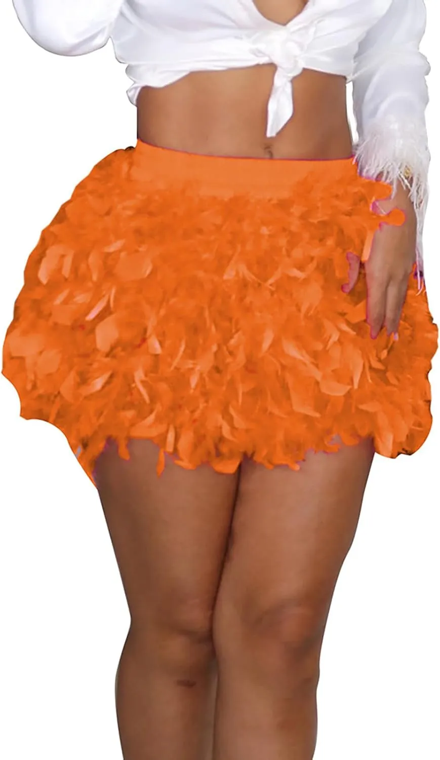 Fashion Women's Turkey Feather Short Half Skirt - 2024 Trendy European and American Style