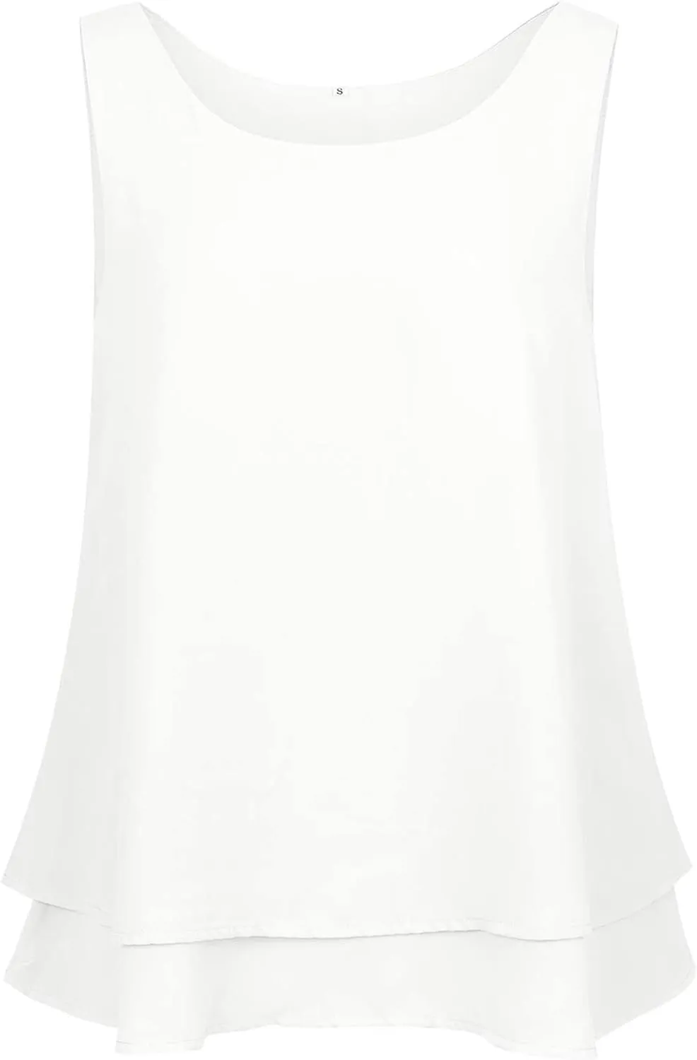 Floral Find Women's Chiffon Layered Tank Tops Summer Sleeveless Round Neck Blouses Shirts
