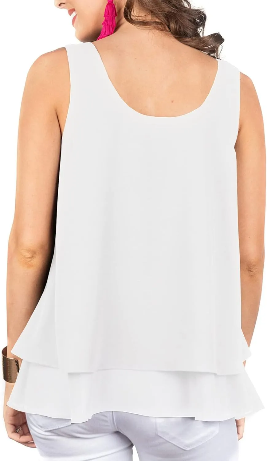 Floral Find Women's Chiffon Layered Tank Tops Summer Sleeveless Round Neck Blouses Shirts