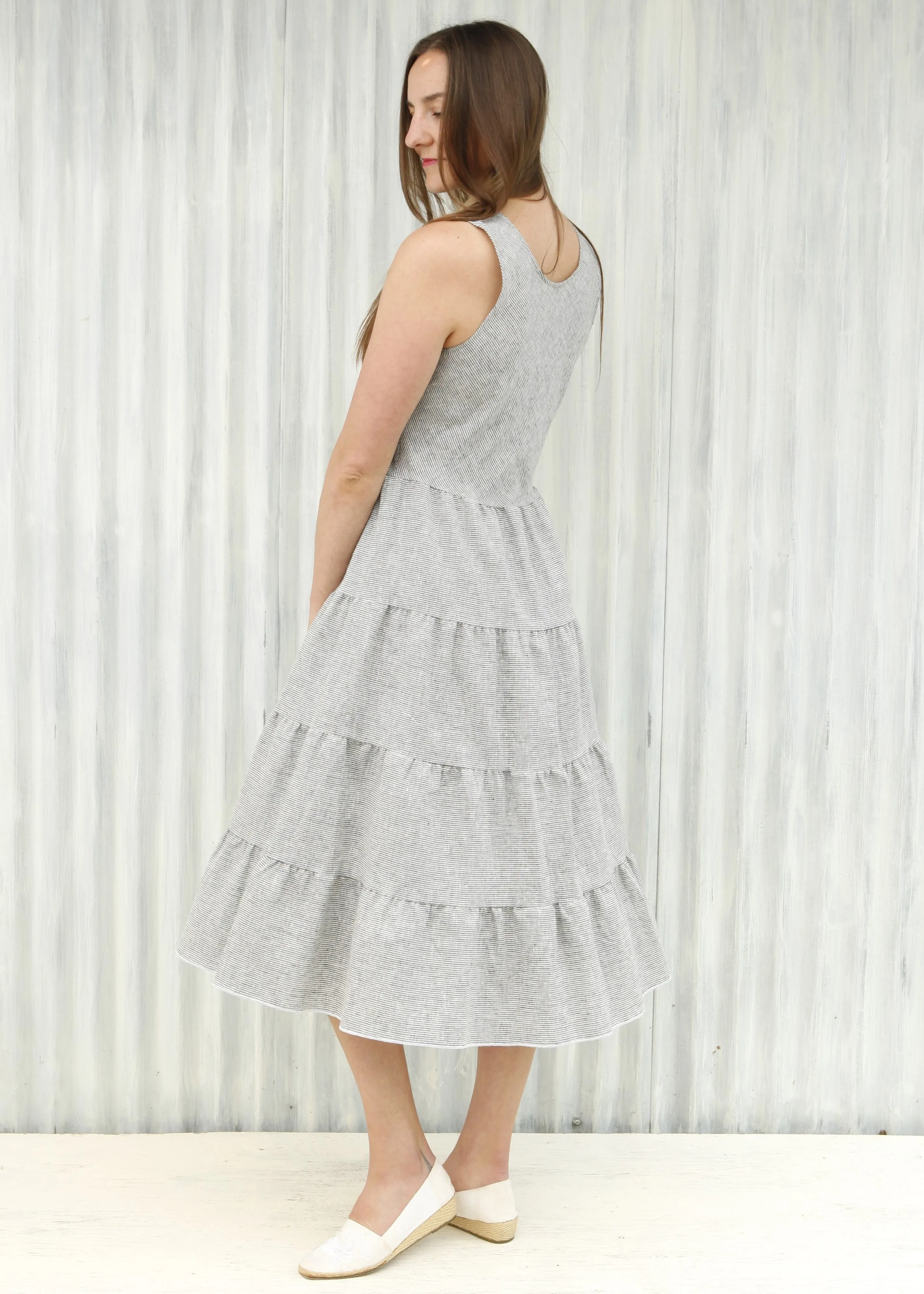 Fog Basil Peasant Dress