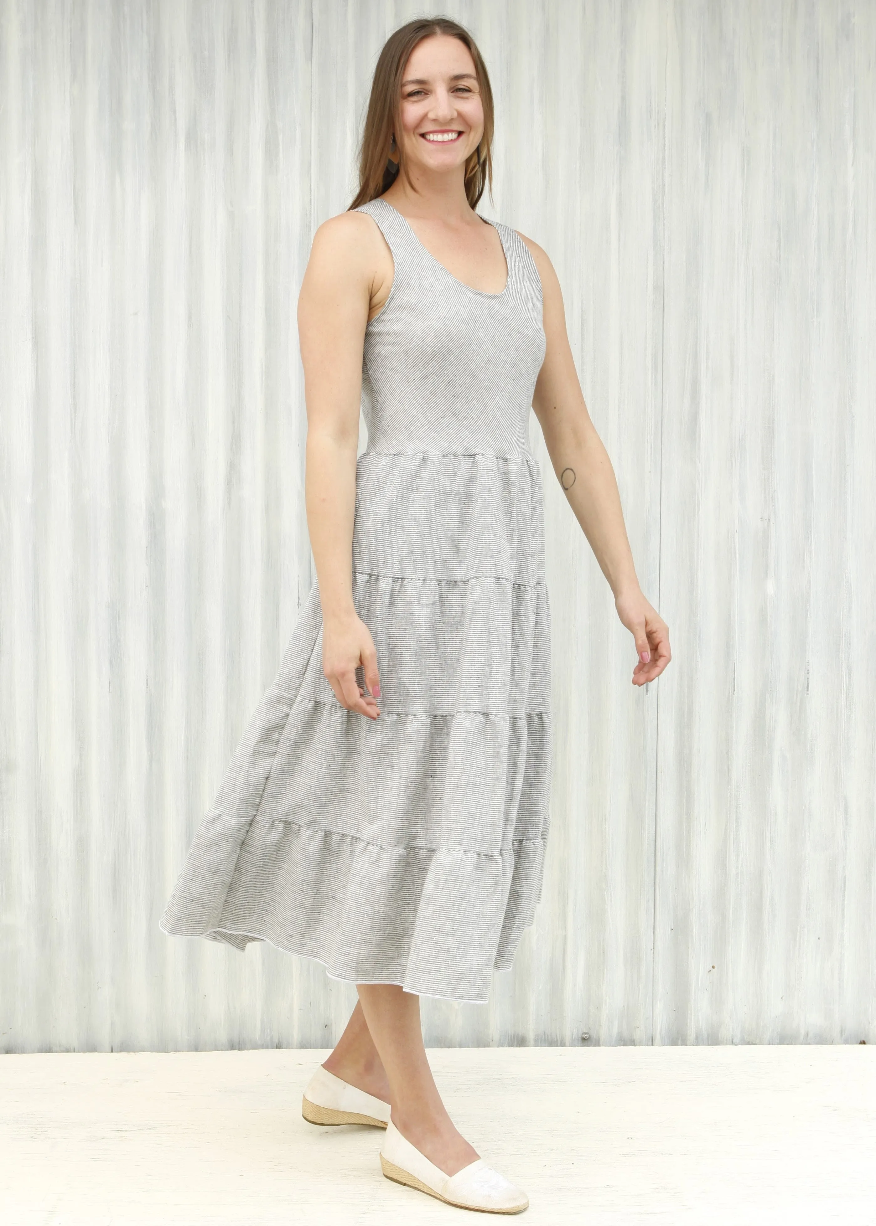 Fog Basil Peasant Dress