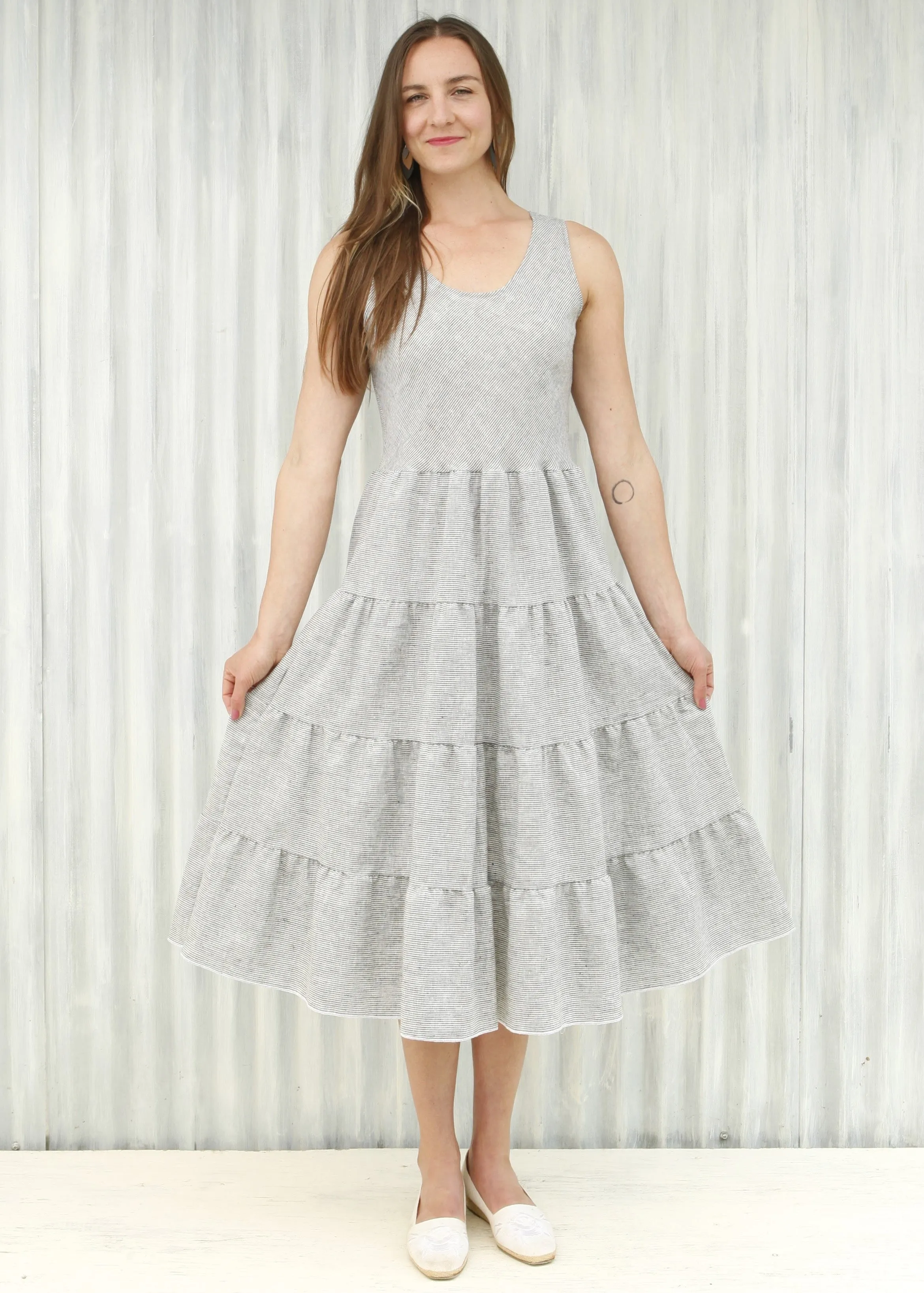 Fog Basil Peasant Dress