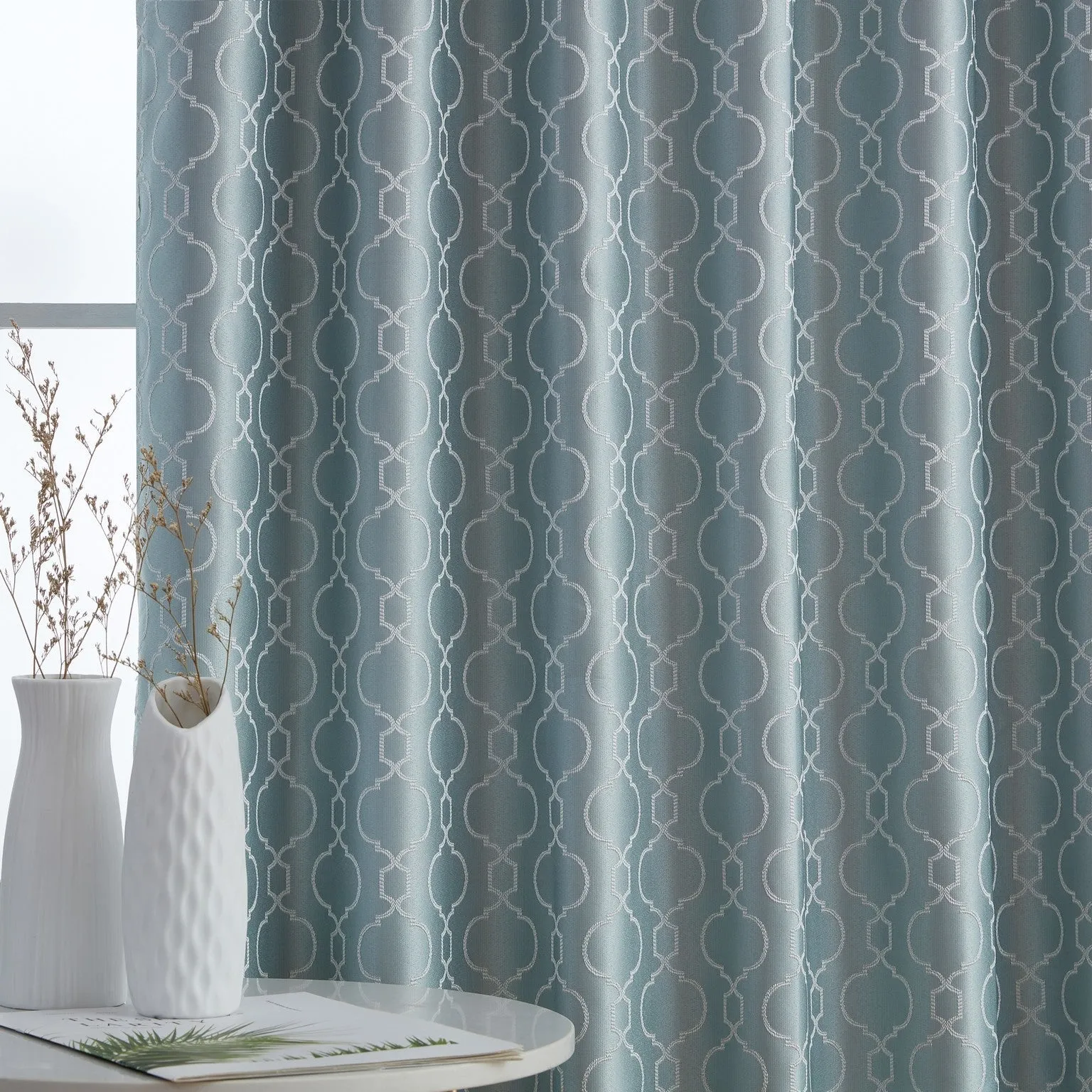 Franklin Moroccan Trellis 100% Blackout Back Tab Curtain Panels