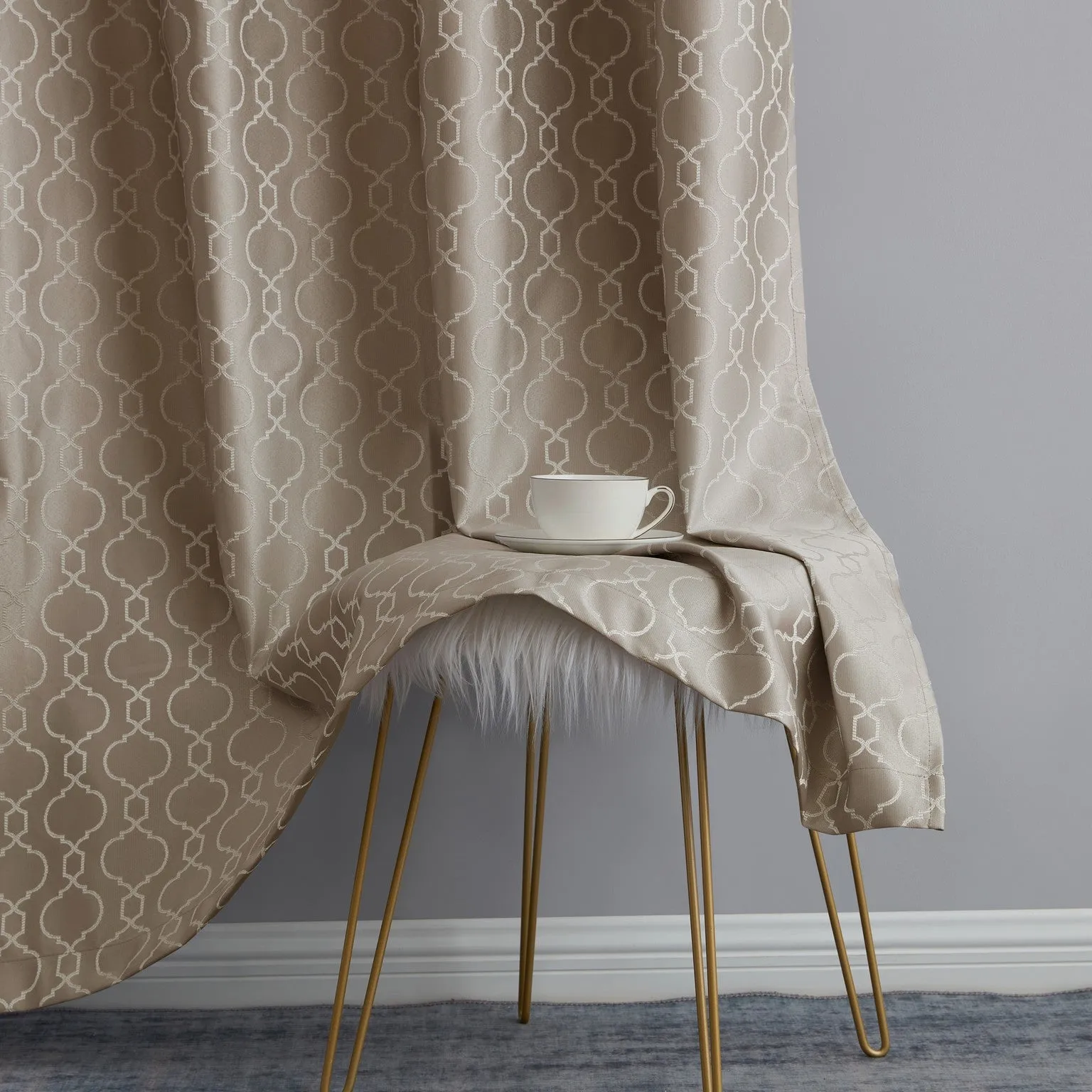 Franklin Moroccan Trellis 100% Blackout Back Tab Curtain Panels