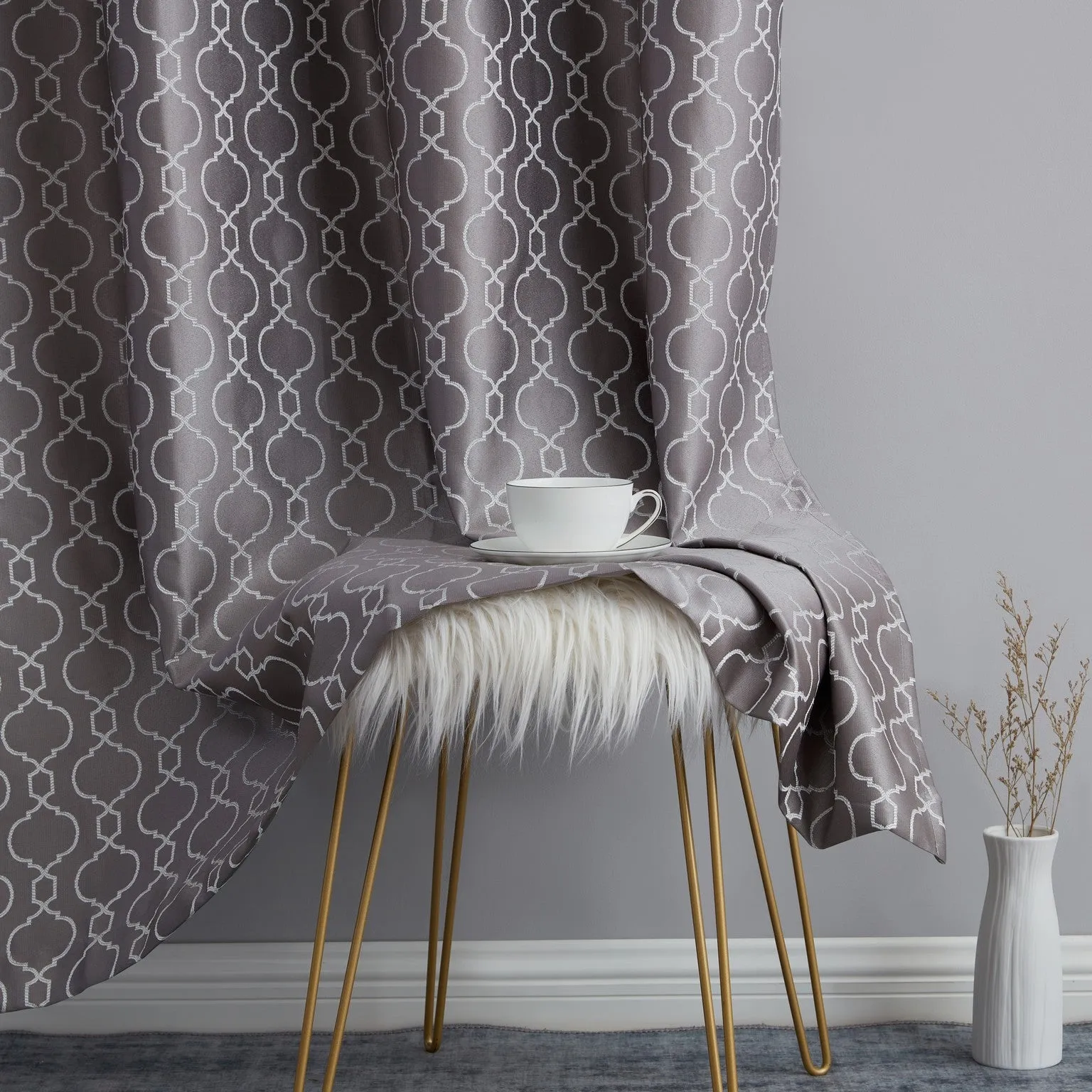 Franklin Moroccan Trellis 100% Blackout Back Tab Curtain Panels