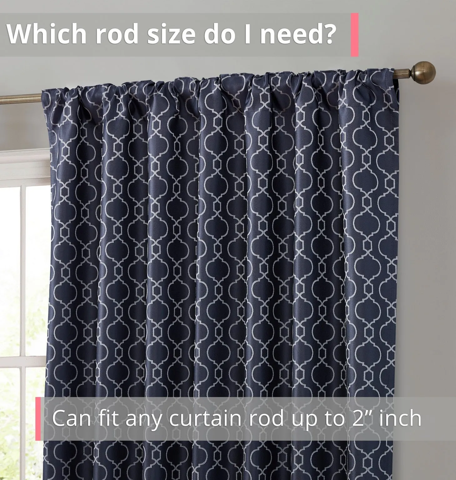 Franklin Moroccan Trellis 100% Blackout Back Tab Curtain Panels