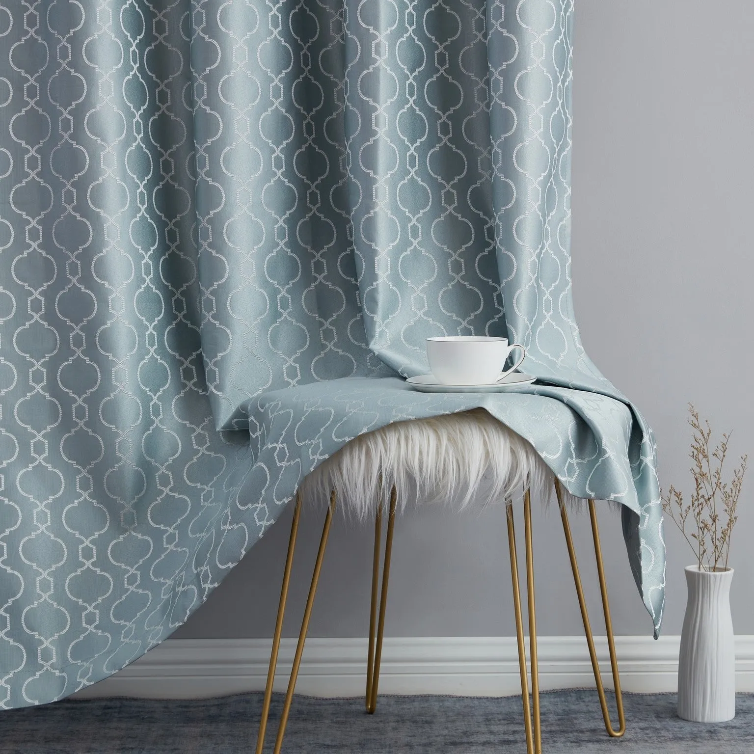 Franklin Moroccan Trellis 100% Blackout Back Tab Curtain Panels