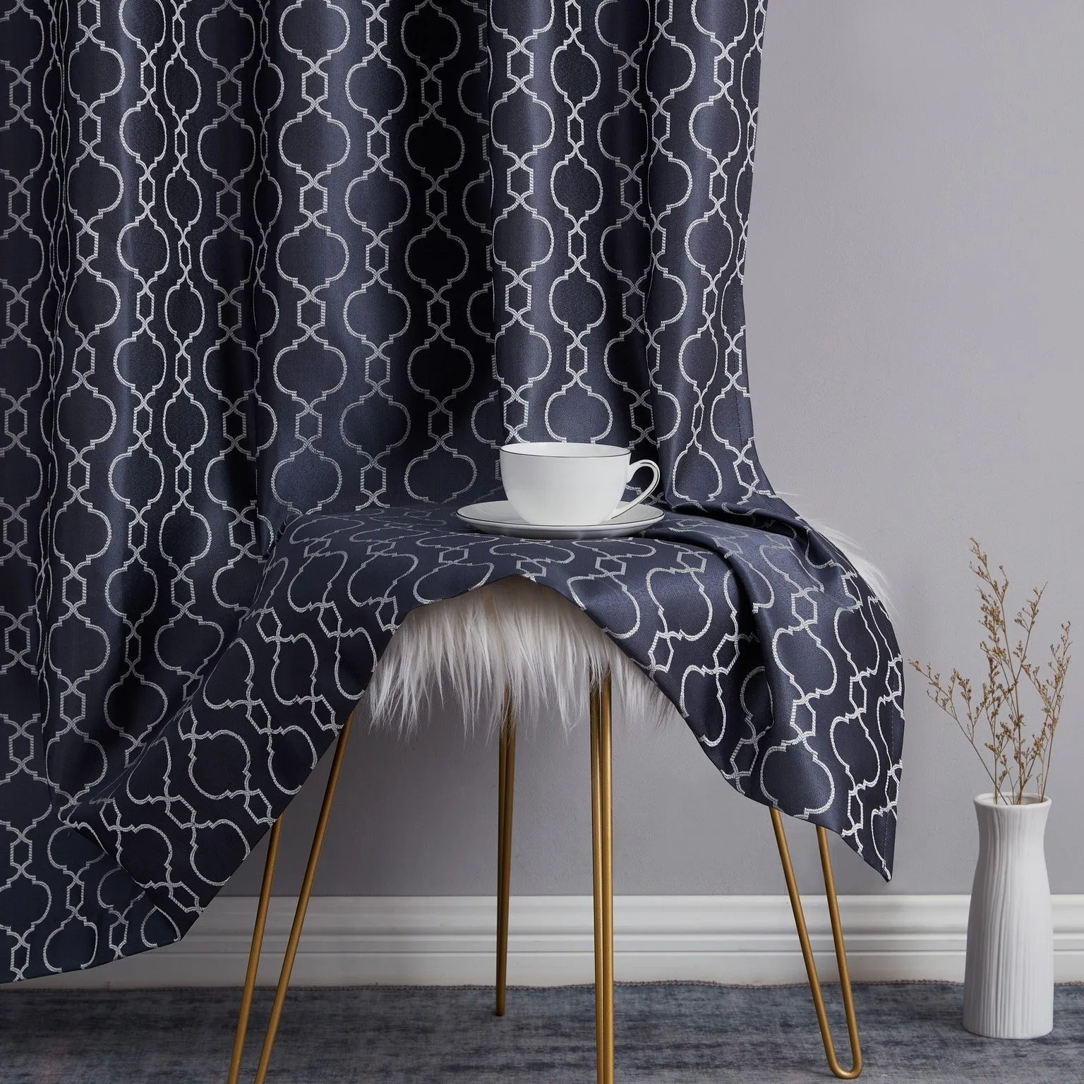 Franklin Moroccan Trellis 100% Blackout Back Tab Curtain Panels