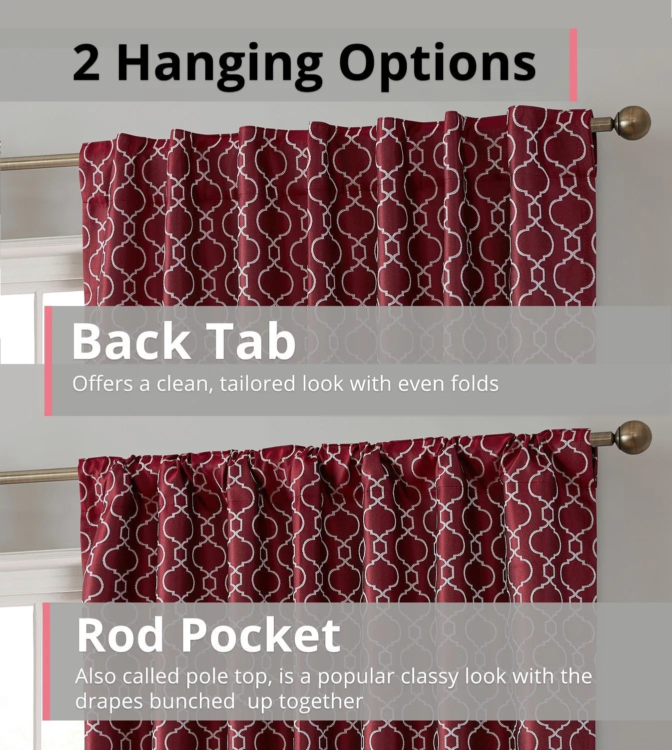 Franklin Moroccan Trellis 100% Blackout Back Tab Curtain Panels