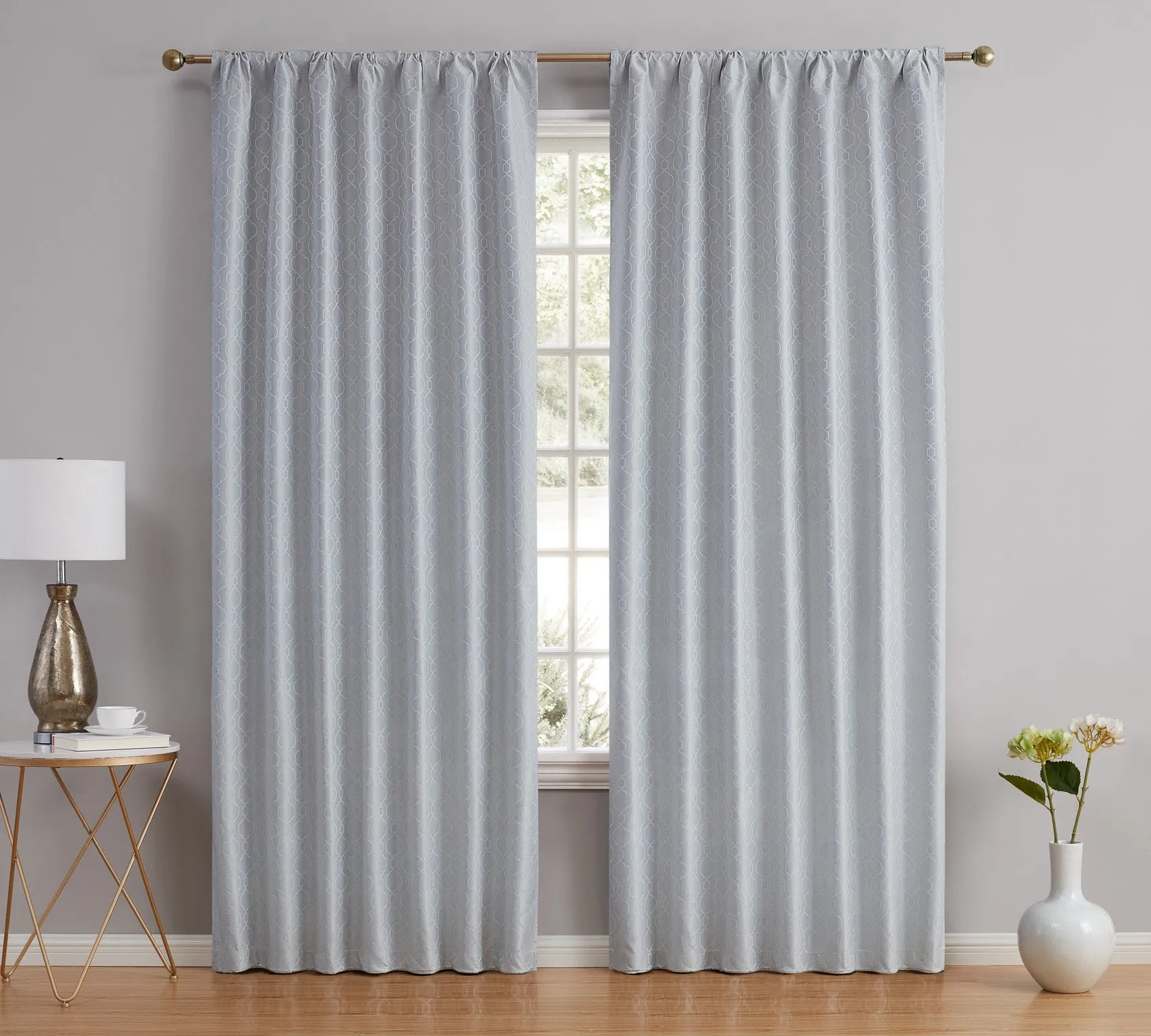 Franklin Moroccan Trellis 100% Blackout Back Tab Curtain Panels