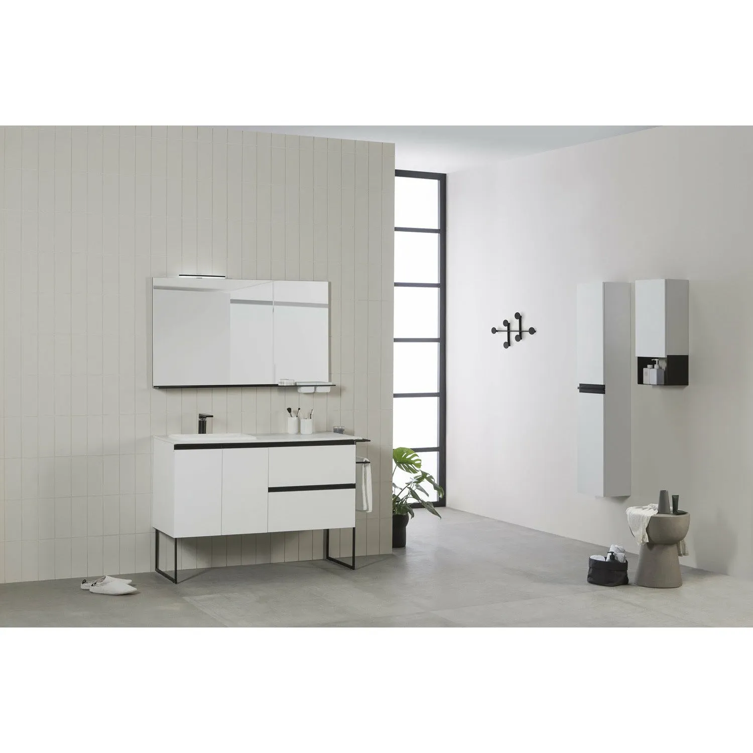 Frontline Structure 1200mm Illuminated Mirror with Black Shelf & Storage Cases