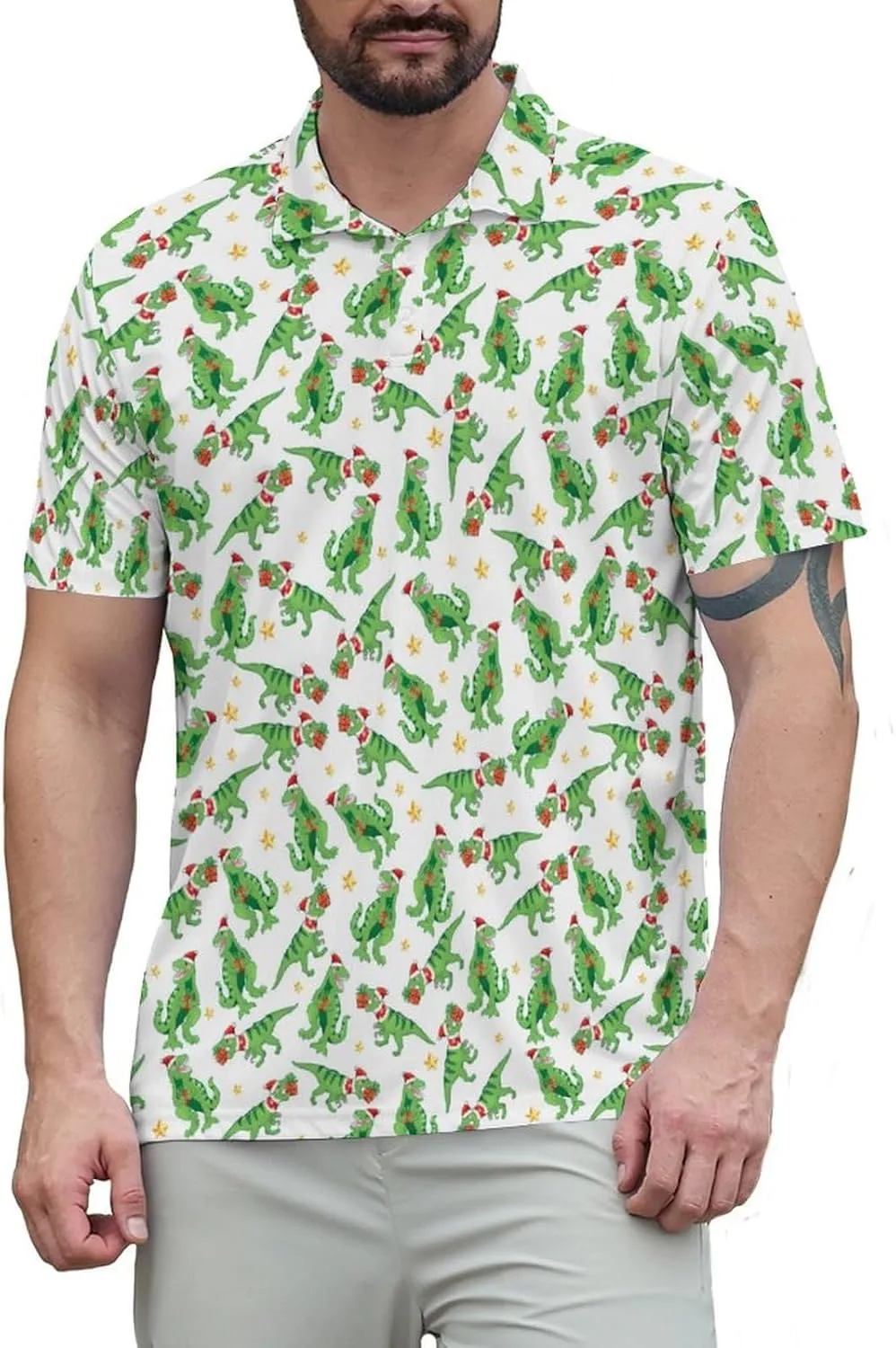 Funny Golf Shirts for Men Golf Polos Short Sleeve Quick Dry Performance Moisture Wicking Polo Shirt