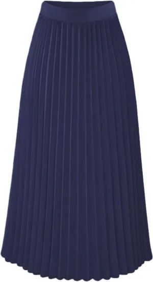 FZYLQY 2025 Fashion Womens Pleated Midi Skirt,High Waist Swing Boho Pleated Skirt Casual Chiffon Elastic A-line Long Skirts