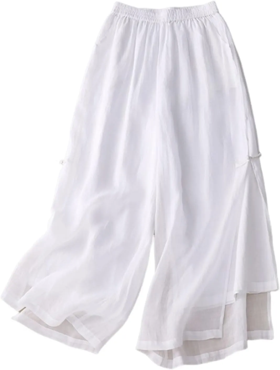 FZYLQY Linen Pants for Women Loose Fit Casual Beach Trousers Cotton Linen Summer Palazzo Pants Flowy Wide Leg Trousers