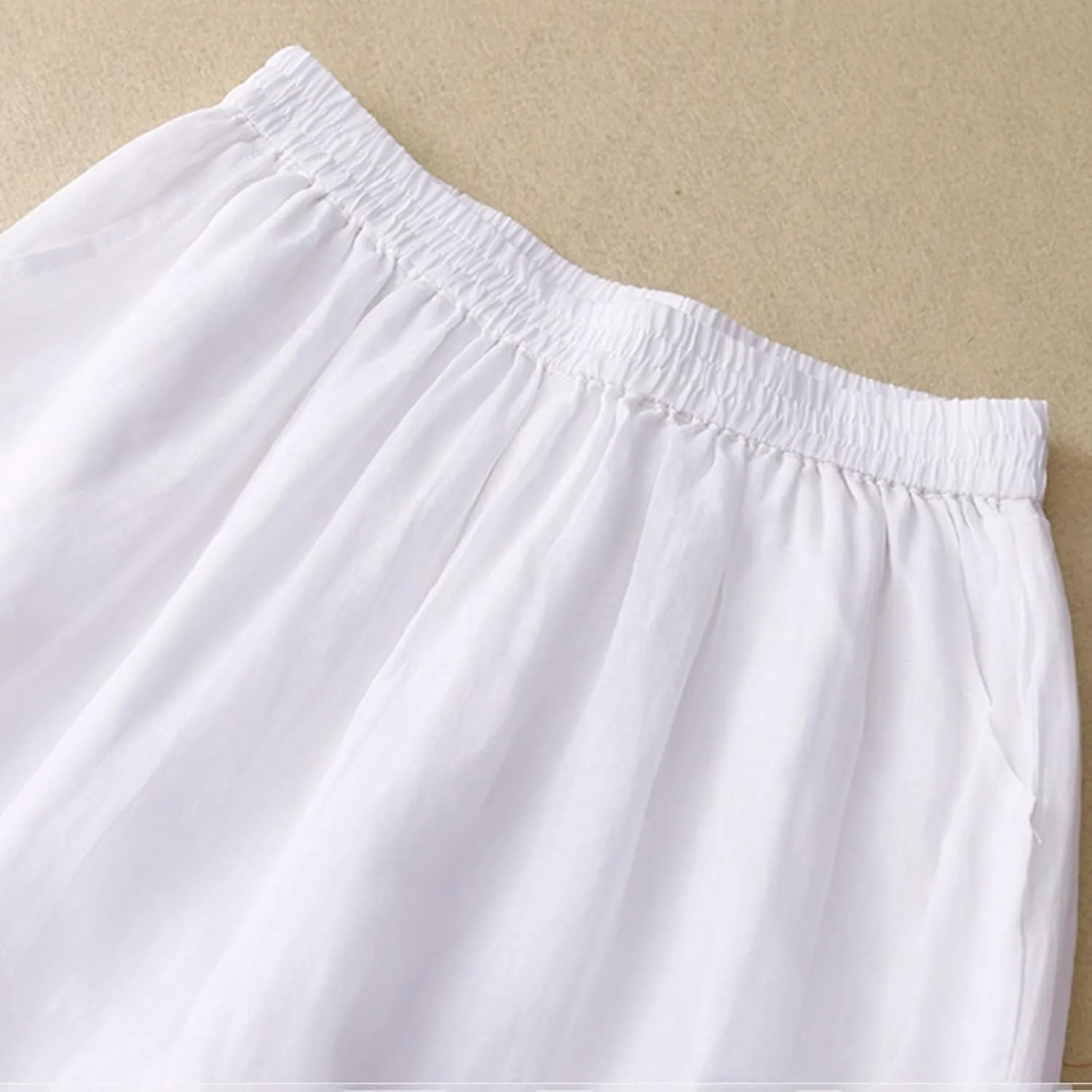 FZYLQY Linen Pants for Women Loose Fit Casual Beach Trousers Cotton Linen Summer Palazzo Pants Flowy Wide Leg Trousers