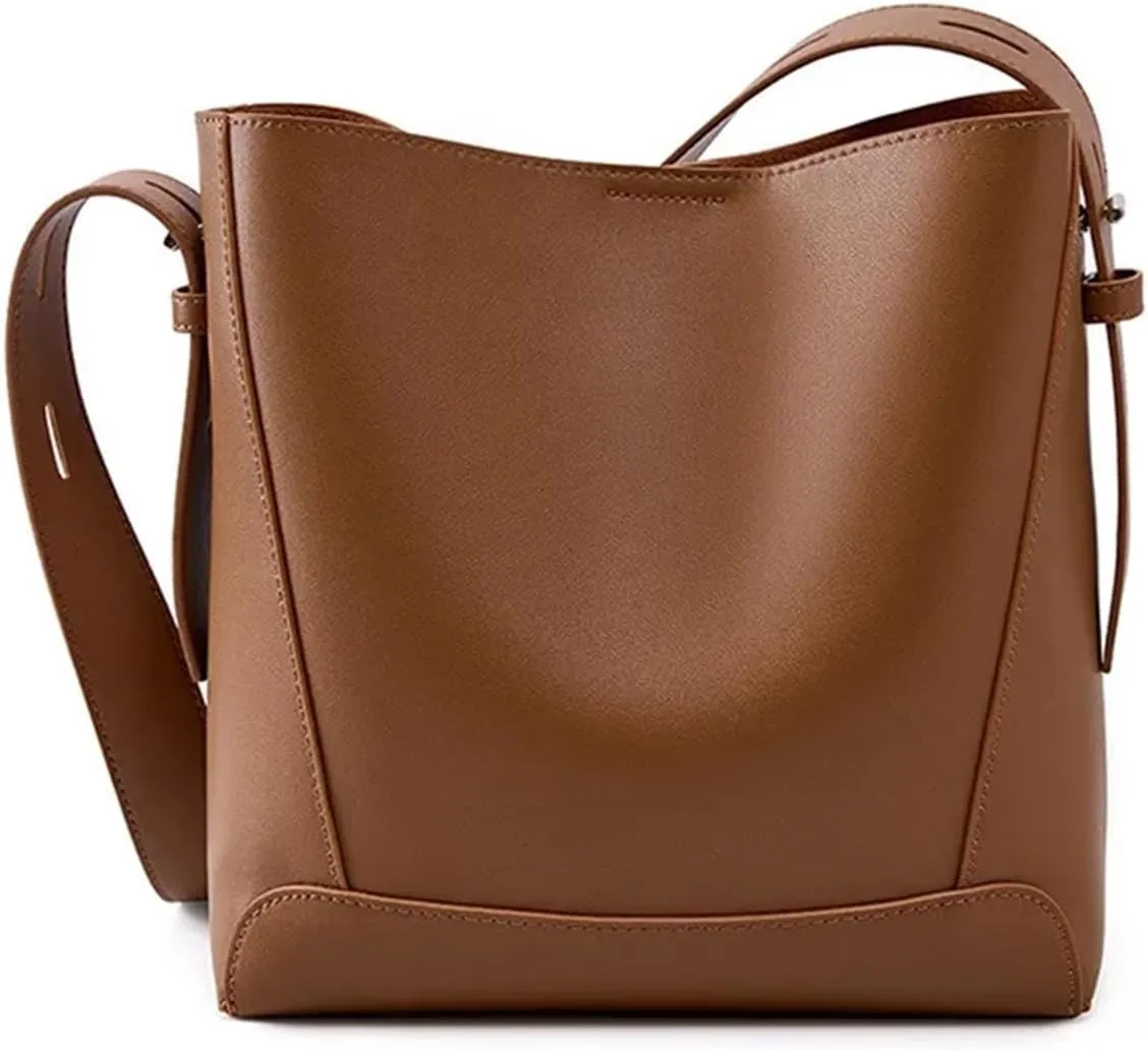 Genuine Leather Women's Bag Crossbody Bag One Shoulder Large Capacity Bucket Bag