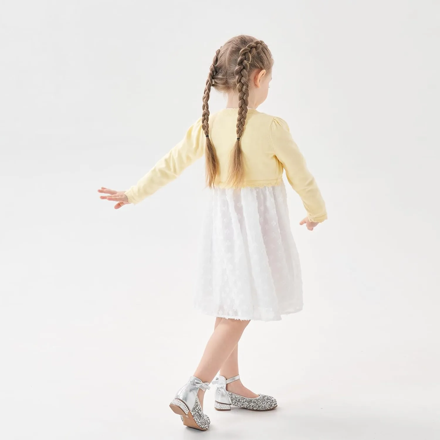 Girls' Baby Cardigan Children's Knitted Sweater Children's Front Open Long Sleeved Dress Cover up One Button Closure Top