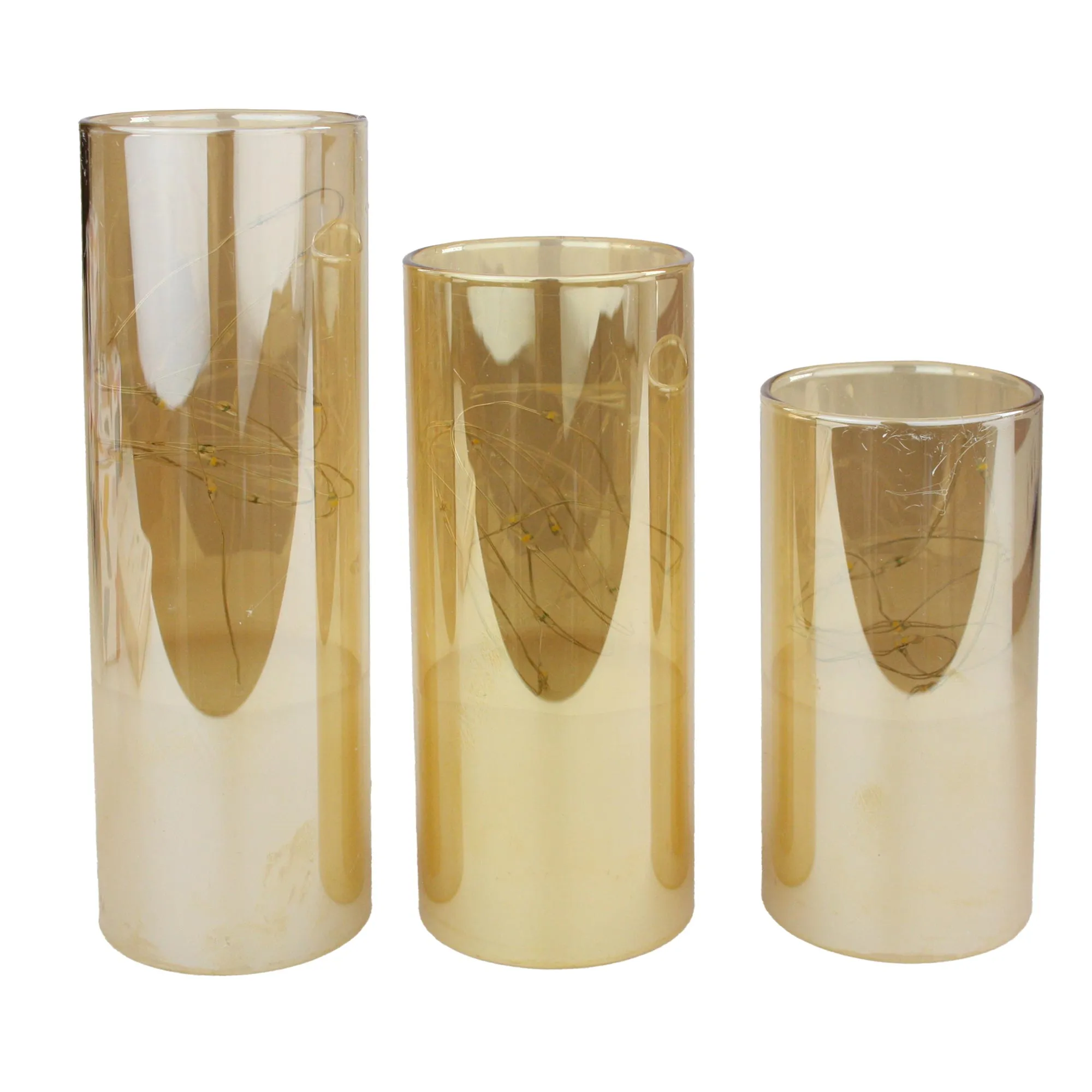 Glass Cylinder LED Light Table Lamp with Fairy Lights - Set of 3