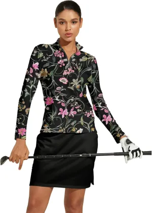 Golf Shirts for Woman UPF 50  Sun Protection Quick Dry Lightweight Long Sleeve Polo Shirts for Woman Rash Guard
