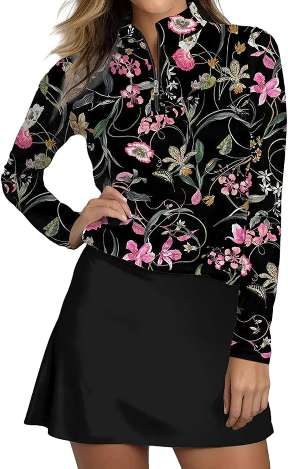 Golf Shirts for Woman UPF 50  Sun Protection Quick Dry Lightweight Long Sleeve Polo Shirts for Woman Rash Guard