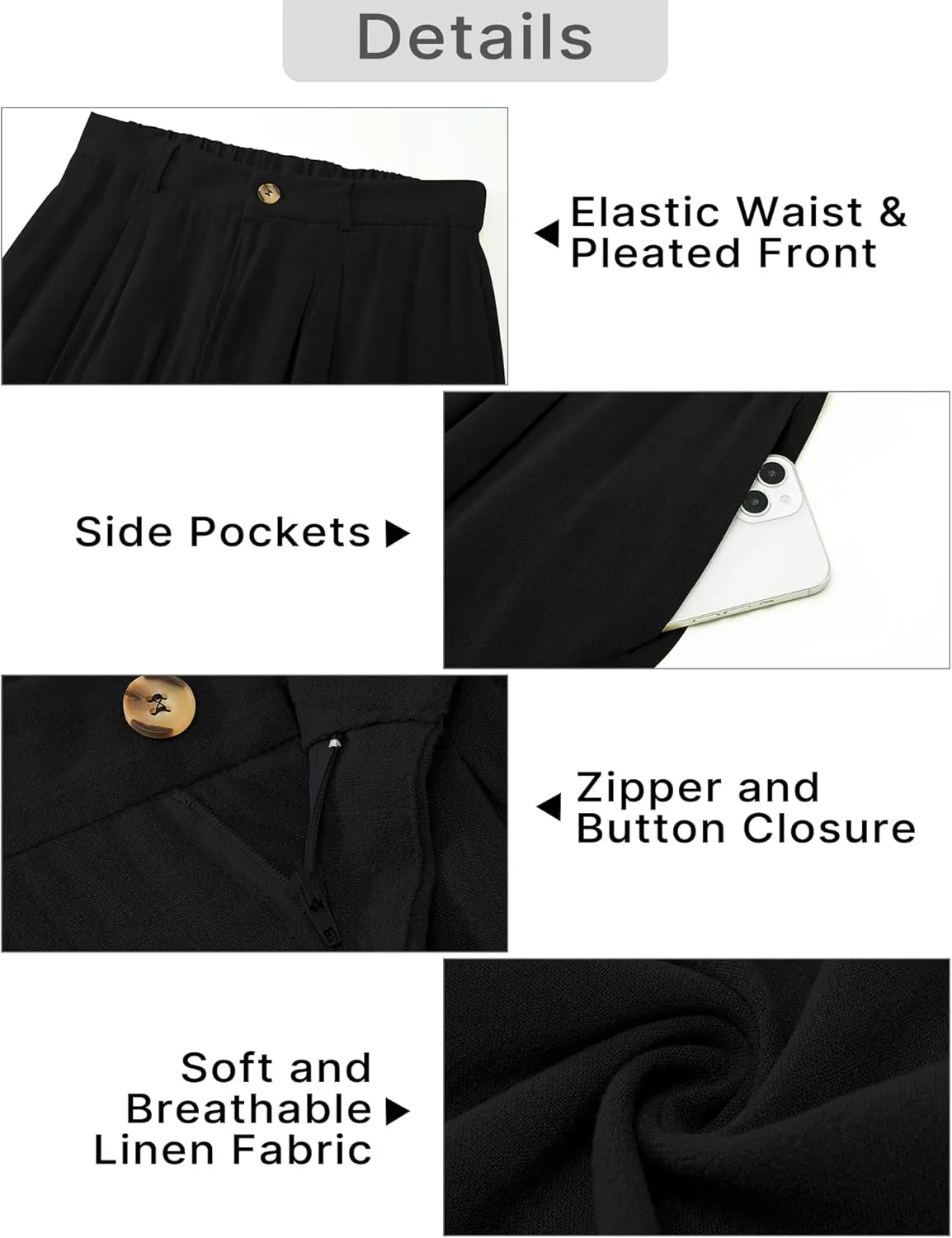 GRAPENT Wide Leg Capri Pants for Women High Waisted Linen Flowy Pleated Capris Cropped Trousers Pants Dressy Casual