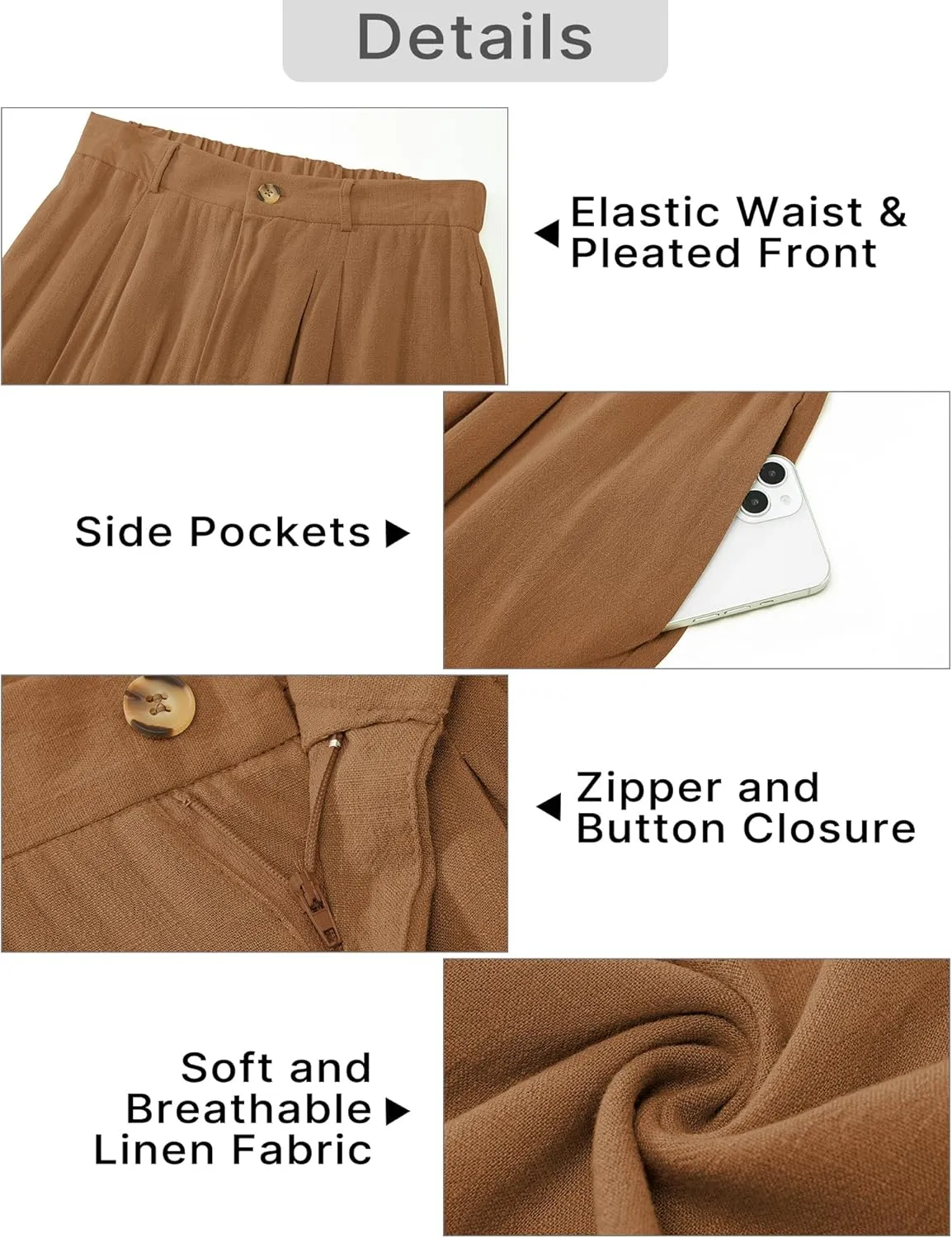 GRAPENT Wide Leg Capri Pants for Women High Waisted Linen Flowy Pleated Capris Cropped Trousers Pants Dressy Casual