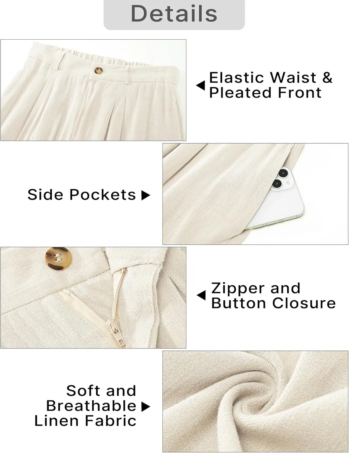 GRAPENT Wide Leg Capri Pants for Women High Waisted Linen Flowy Pleated Capris Cropped Trousers Pants Dressy Casual