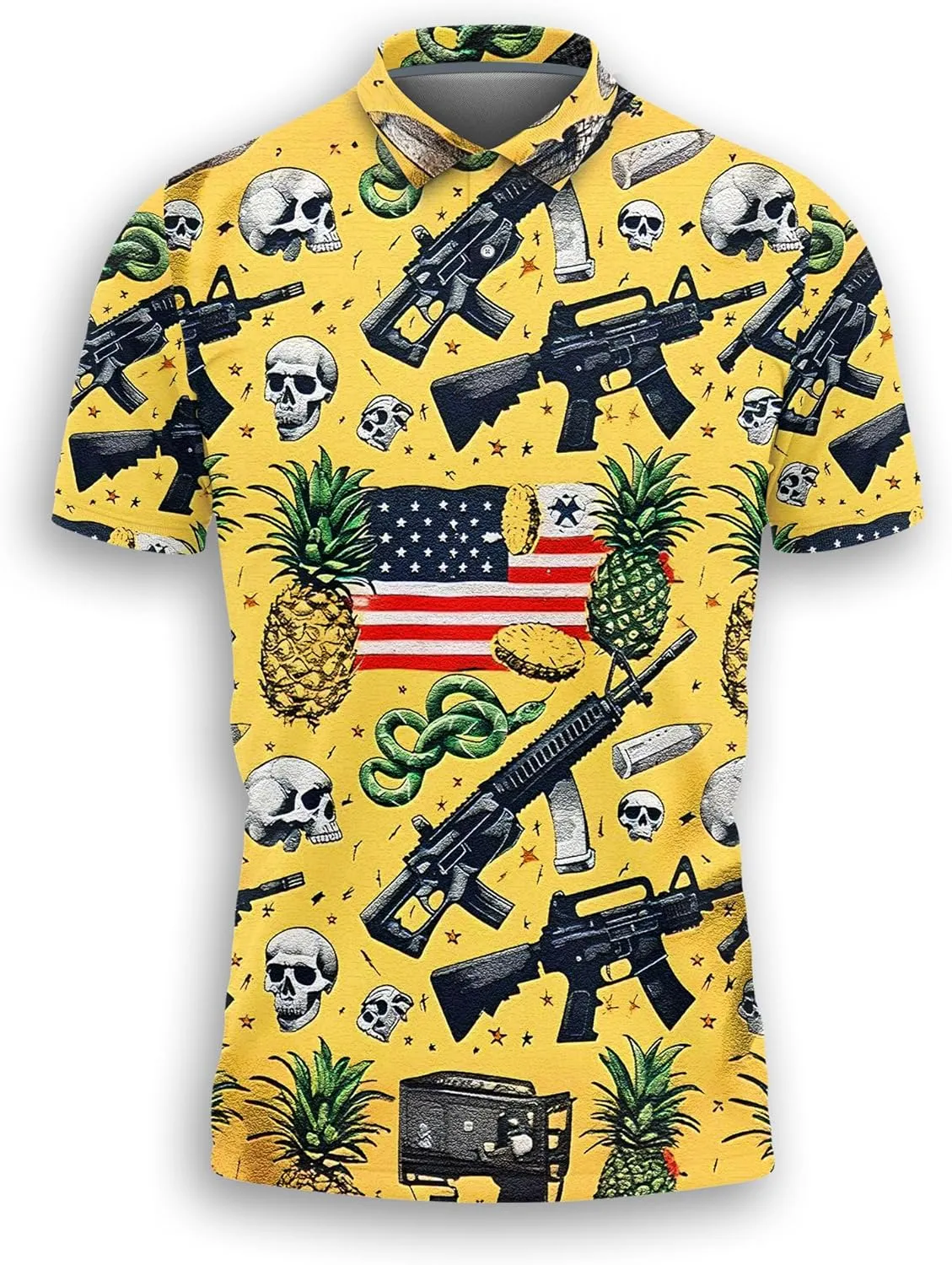 Gun Polo Shirts for Men - Short Sleeve Golf Shirts Dry Fit Mens Polo T-Shirt Casual Style 11
