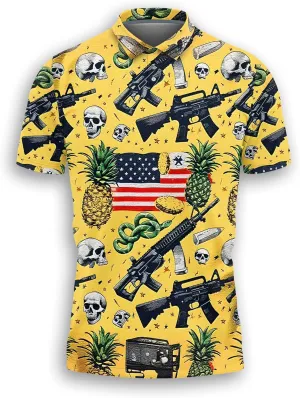 Gun Polo Shirts for Men - Short Sleeve Golf Shirts Dry Fit Mens Polo T-Shirt Casual Style 11