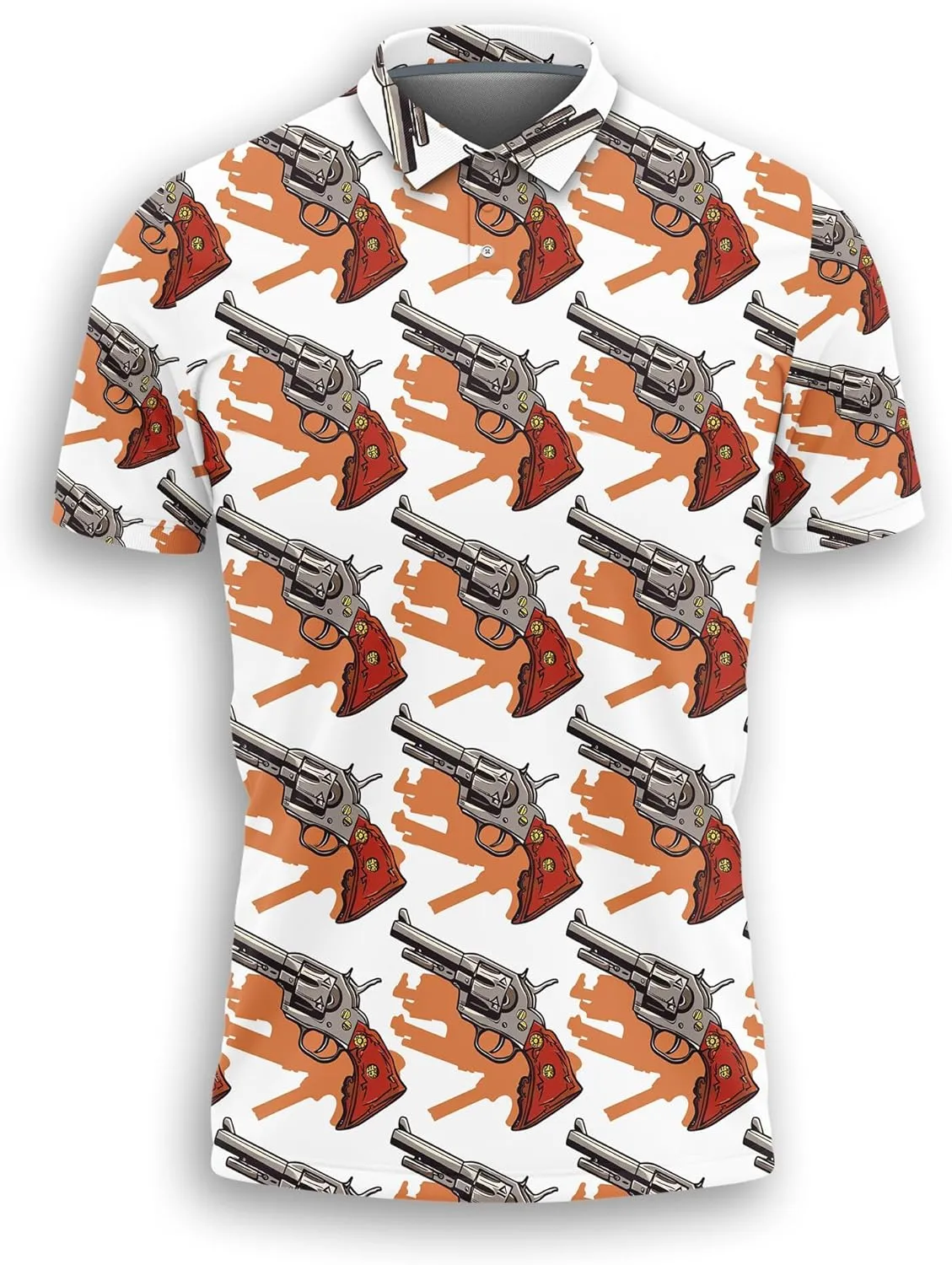 Gun Polo Shirts for Men - Short Sleeve Golf Shirts Gun Lover Mens Polo T-Shirt Casual Style 01