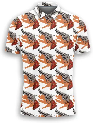 Gun Polo Shirts for Men - Short Sleeve Golf Shirts Gun Lover Mens Polo T-Shirt Casual Style 01