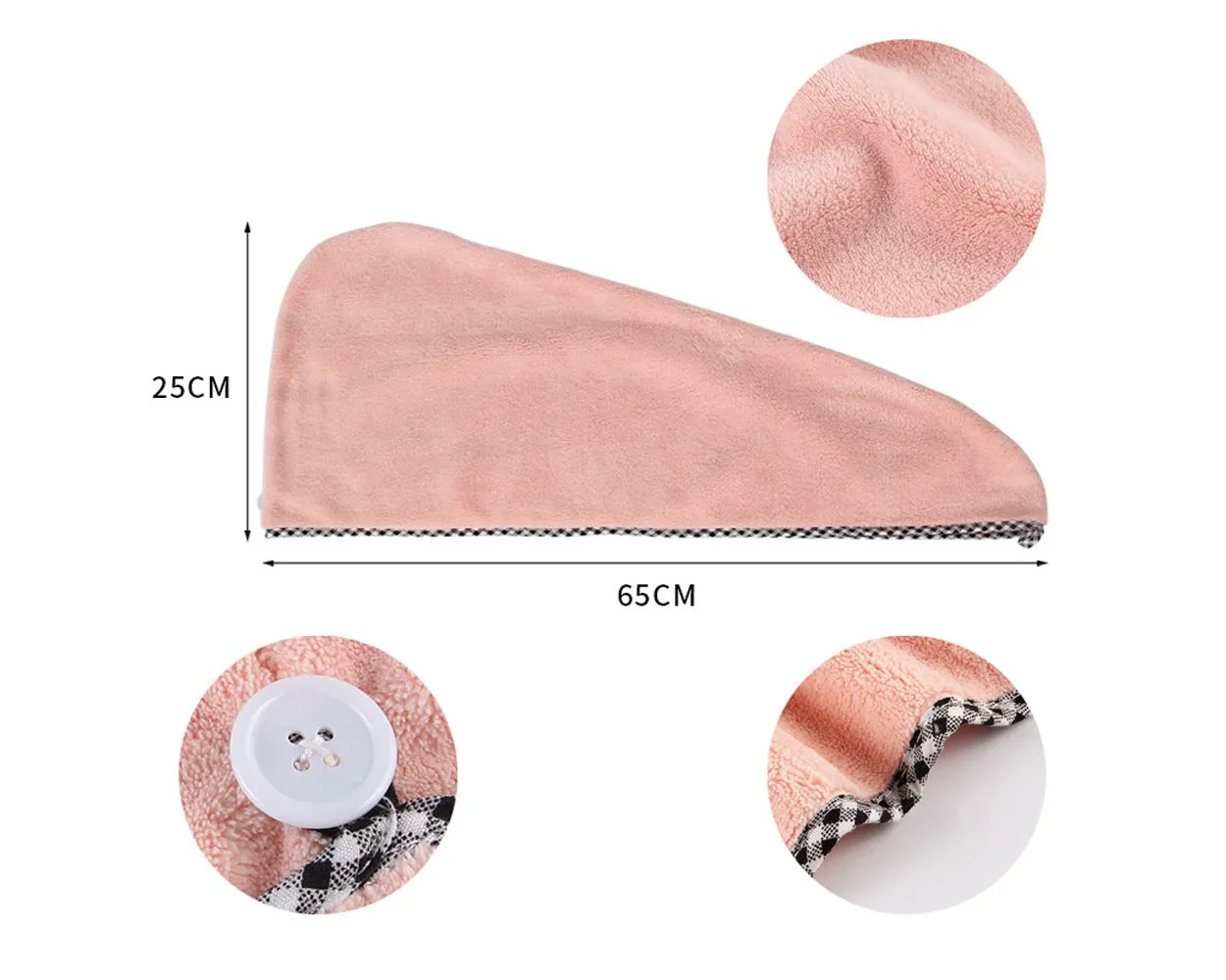 Hair Towel 2 Pieces Head Towel with Buttons