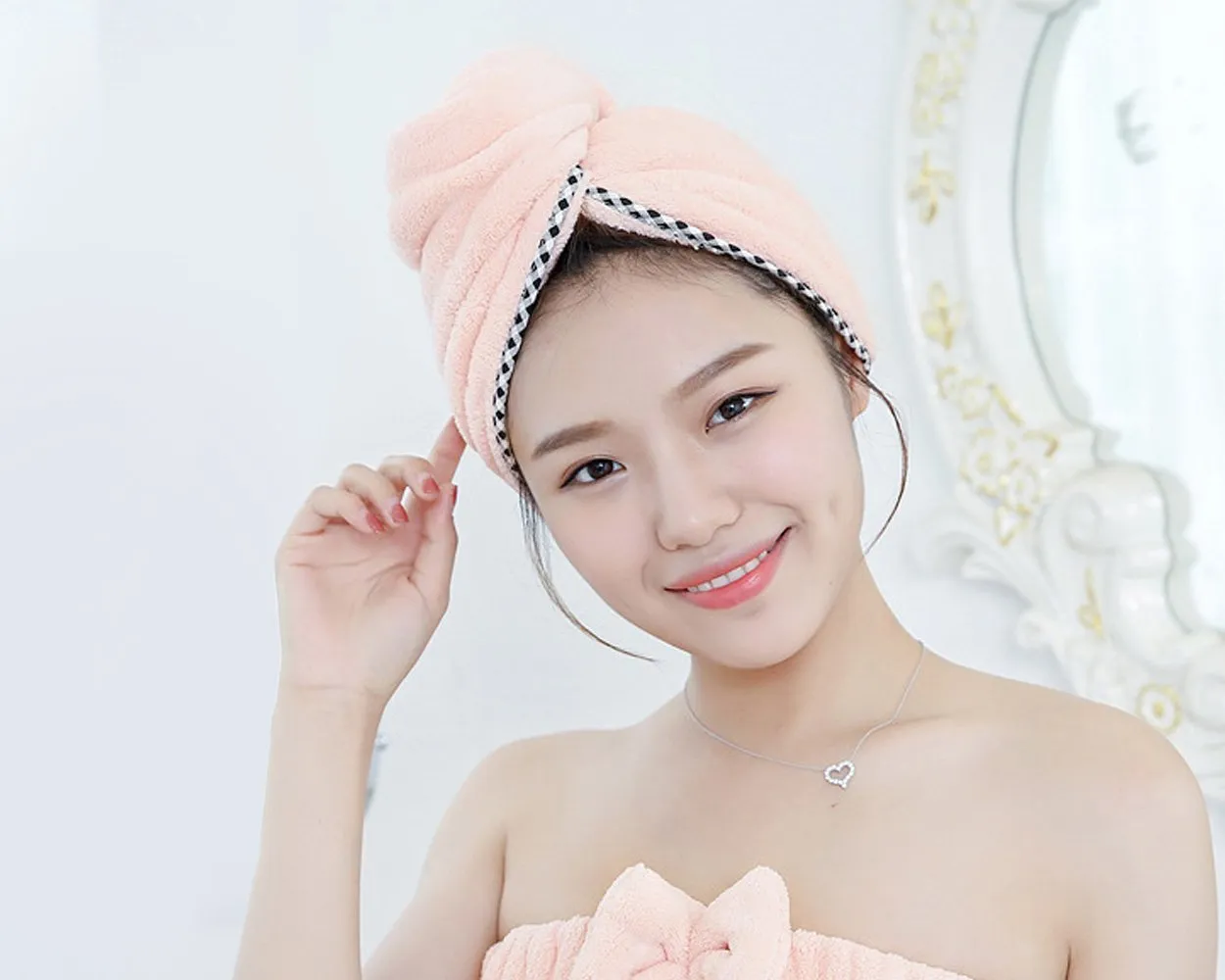 Hair Towel 2 Pieces Head Towel with Buttons