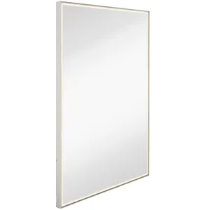Hamilton Hills Brushed Metal Mirror with Lights | Lighted Backlit LED Wall Mirror