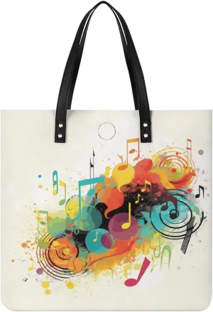 Handbags for WomenAbstract Music ThemedTrendy Vegan Leather Hobo Handbags,Women's Soft Bucket Bag For Women - Ladies Handbags For Work, Travel, Casual Use,Birthday Gifts