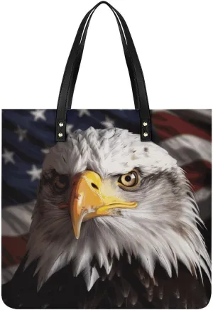 Handbags for WomenAmerica Flag And EagleTrendy Vegan Leather Hobo Handbags,Women's Soft Bucket Bag For Women - Ladies Handbags For Work, Travel, Casual Use,Birthday Gifts