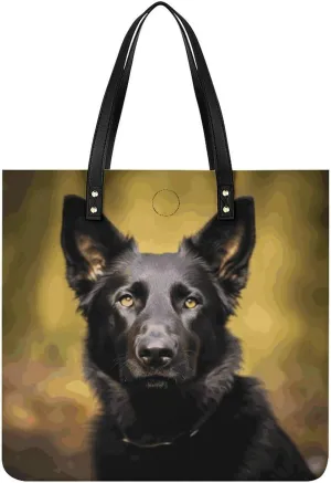 Handbags for WomenBlack German Shepherd DogTrendy Vegan Leather Hobo Handbags,Women's Soft Bucket Bag For Women - Ladies Handbags For Work, Travel, Casual Use,Birthday Gifts