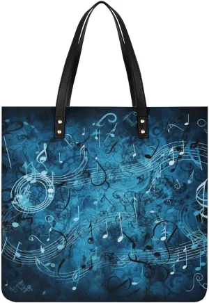 Handbags for WomenBlue Musical NotesTrendy Vegan Leather Hobo Handbags,Women's Soft Bucket Bag For Women - Ladies Handbags For Work, Travel, Casual Use,Birthday Gifts