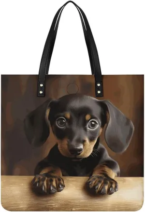 Handbags for WomenDog DachshundTrendy Vegan Leather Hobo Handbags,Women's Soft Bucket Bag For Women - Ladies Handbags For Work, Travel, Casual Use,Birthday Gifts