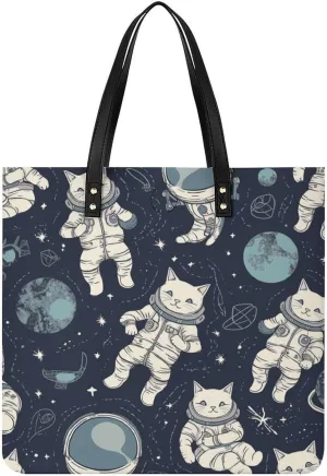 Handbags for WomenFun Cat AstronautTrendy Vegan Leather Hobo Handbags,Women's Soft Bucket Bag For Women - Ladies Handbags For Work, Travel, Casual Use,Birthday Gifts