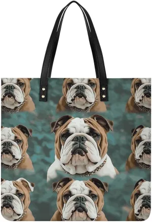 Handbags for WomenFunny English BulldogTrendy Vegan Leather Hobo Handbags,Women's Soft Bucket Bag For Women - Ladies Handbags For Work, Travel, Casual Use,Birthday Gifts