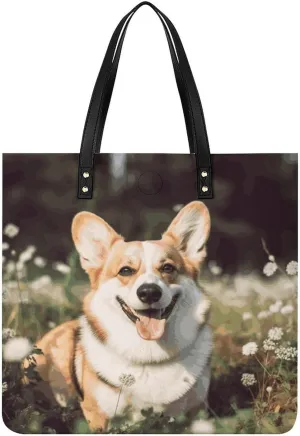 Handbags for WomenHappy Corgi DogTrendy Vegan Leather Hobo Handbags,Women's Soft Bucket Bag For Women - Ladies Handbags For Work, Travel, Casual Use,Birthday Gifts