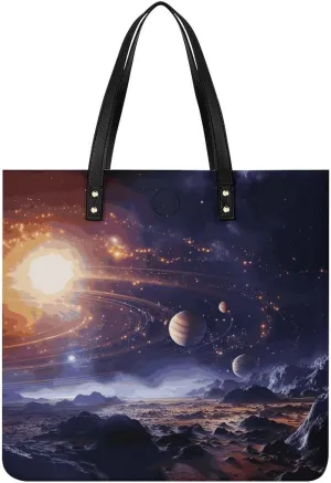 Handbags for WomenOuter Space Galaxy UniverseTrendy Vegan Leather Hobo Handbags,Women's Soft Bucket Bag For Women - Ladies Handbags For Work, Travel, Casual Use,Birthday Gifts