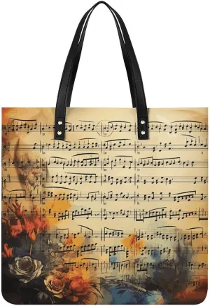 Handbags for WomenVintage Music NoteTrendy Vegan Leather Hobo Handbags,Women's Soft Bucket Bag For Women - Ladies Handbags For Work, Travel, Casual Use,Birthday Gifts