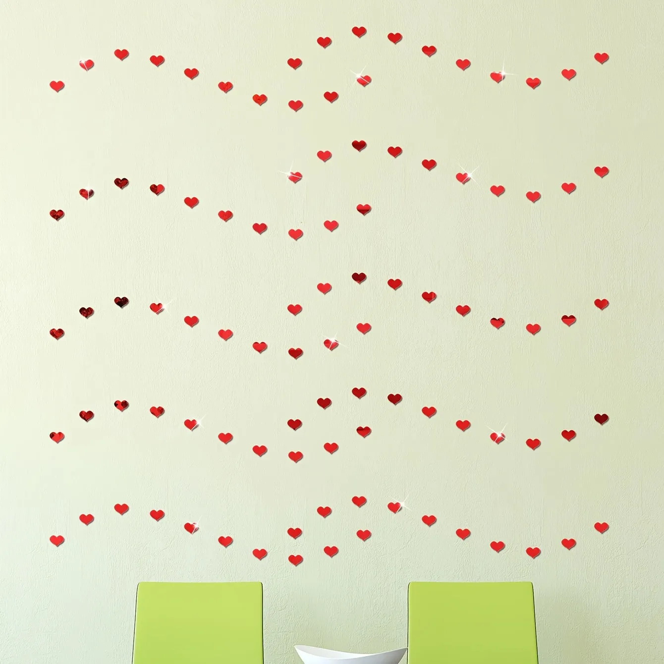 Heart Mirror Wall Decal Set for Home Decor
